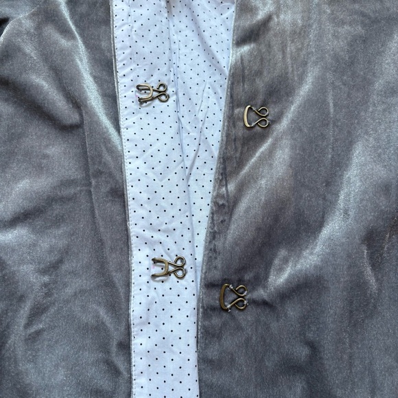 NEW Vignette Jane Girls Silver Gray Velvet Coat with Peter Pan Collar - Picture 7 of 11